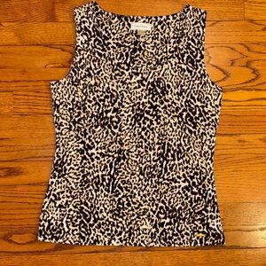 Calvin Klein Black & Cream Leopard-Print Sleeveless Tank Top